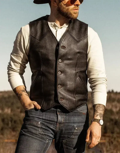 High Noon Leather Vest For Men