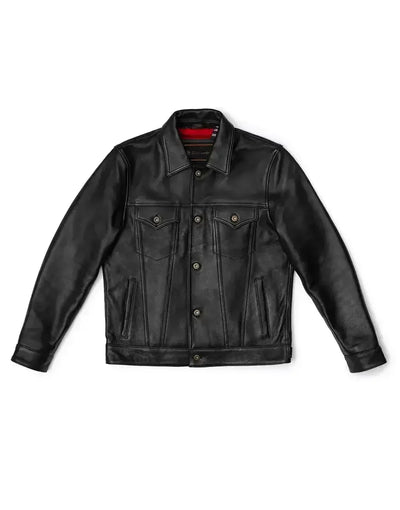 Jackknife Black Leather Jacket For Men