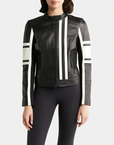 Sleek and stylish Claudine Leather Racer Jacket
